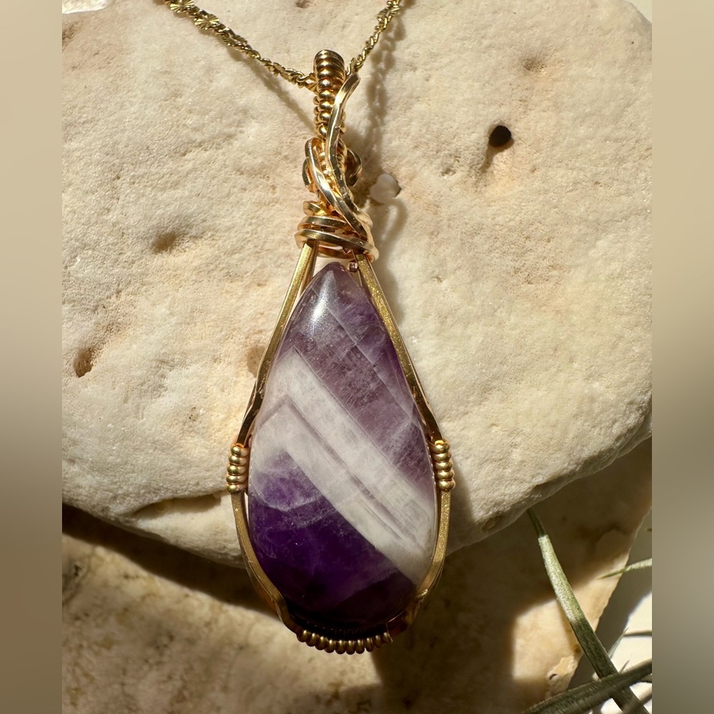 Chevron Amethyst Necklace Pendant